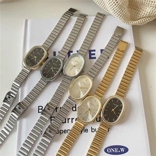 Relógio De Moda Oval Luxo Feminino Estudantil Quartzo Minimalista Faixa De Aço