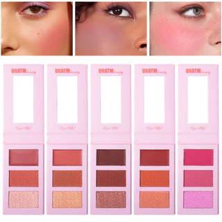 Paleta De Blush 3 Cores Com Espelho Embutido , Highlighter , Contorno , Sombra Natural , Seleção De Expansível 3 Em 1 Para Maquiagem