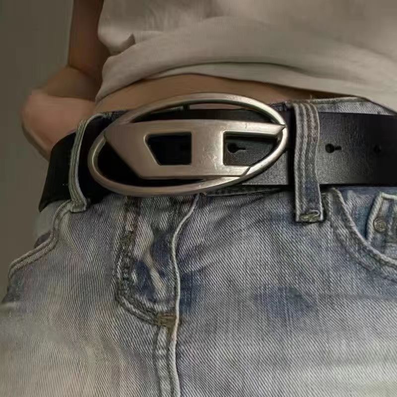 Cinto De Luxo Y2k Masculino Carta D Cintos Punk PU De Couro Metal Snap Buckle Waist Cintura Calça Com Logotipo De Decoração Simples