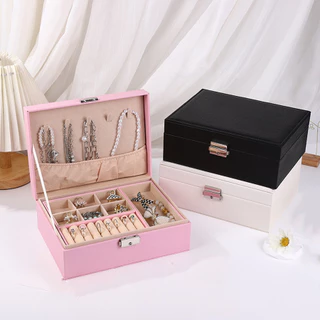 1pc, Caixa de armazenamento de jóias de grande capacidade, Cor: Rosa, Branco, Preto Três opções disponíveis, Usado para: Brincos, Brincos, Pulseiras, Colares, Colares, Jóias, Pulseiras, Jóias, Armazenamento e Organização. Tamanho: 9,06 * 6,69 * 3,35 poleg