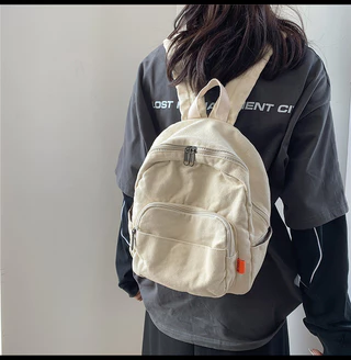 1 PC Moda Mochila Feminina De Lazer Cor Sólida Estudantil Vintage De Grande Capacidade Para Escola De Comutação