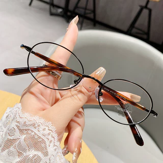 Óculos De Armação Pequena De Metal De Alta Qualidade Para Mulheres Estilo Vintage Oval Anti Luz Azul