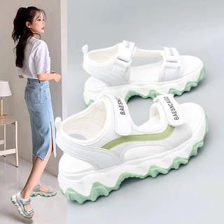 Sandálias Esportivas Sandálias Femininas de Verão Novo Estilo Moda Feminina Onda de Praia Espessa Plataforma de Calçados Estudantis Novo Estilo Moda Feminina Onda de Praia Espessa Plataforma de Calçados Femininos Casuais