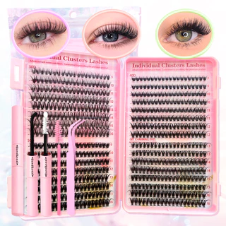 Conjunto de Falsos Cílios 304050D Espessos Cílios Coloridos para Enxerto Doméstico com Escova e Pinça de Cola