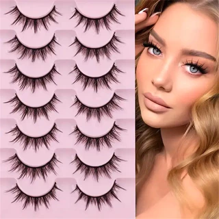 Conjunto De Cílios Postiços Lush 3D Estilos Mistos-7 Pares , Curvatura C , Faixa Confortável , Hipoalergênico .