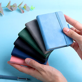 1 Pedaço De A7 ledger De Alça De Mão Pequeno Caderno De Couro Viagem Bolso