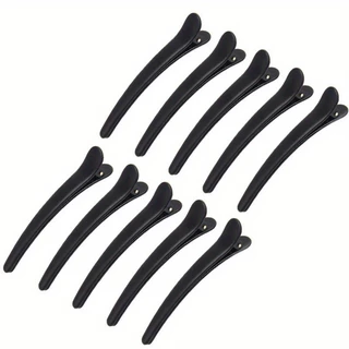 Conjunto Profissional de Clipes de Cabelo Jacaré 10 Peças Antiderrapante e Durável para Uso Doméstico e Salão