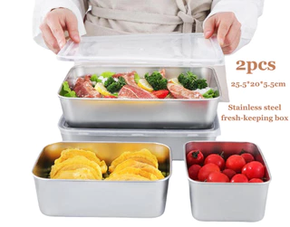 Caixa De Aço Inoxidável De Qualidade Alimentar Para Cozinha Recipiente De Armazenamento De Preservação De Alimentos Com