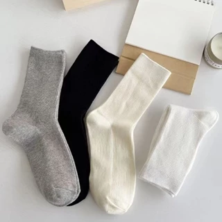 Senhoras suaves meias de tubo médio confortável branco preto umidade Wicking macio Casual esportes casa