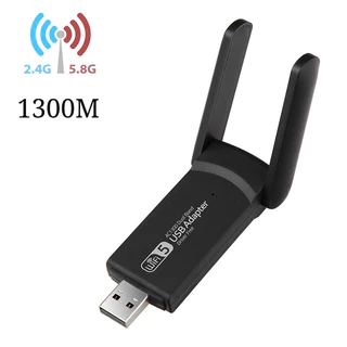 Adaptador Wi Fi Dual Band 2-4G E 5G USB 3.0 5GHz 1300Mbps 2 Antena