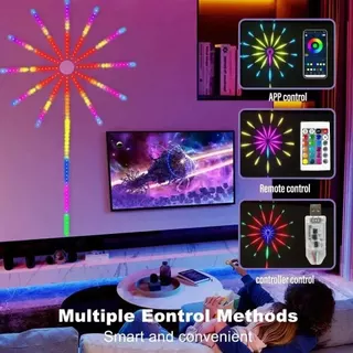 Luzes Coloridas De Fogos De Artifício , Estrelas De Tiro LED Controladas Por Voz Corrida , Com Ritmo APP E Atmosféricas