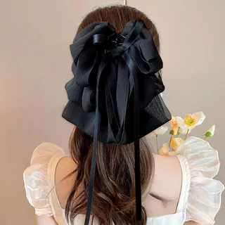 1 pçs Super fada Floral grande arco Streamer pequeno Grab Clip High-End grampo de cabelo feminino cabeça traseira tubarã