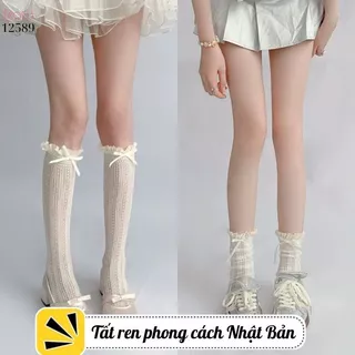 Verão meias de renda fina japonês JK Lolita meias femininas Bowknot estilo japonês gaze pilha meias femininas bezerro me