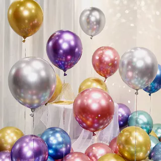 Balões metálicos de látex de 33 cm, pacote de 50 unidades, decoração de feriado de casamento para festa de aniversário