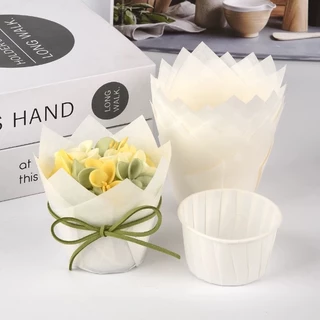 200 Cupcakes De Papel Tulipa Forrados Com Copos De Panqueca Fáceis De Descascar Assados Em