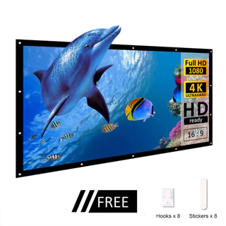 Tela De Projetor Fina Simples SALANGE 3D HD 60/72/84/100 Polegadas 16 : 9 Filme Portátil Ao Ar Livre Para Viagens De Esc