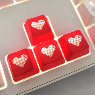 Use ABS Transparent Pixel Pixel Love Keycap Upgrade Your Keyboard, Teclado com Altura Brilhante OEM Esc WASD Seta Arquivo de Configuração OEM Adequado para Teclado de Jogo Mecânico MX