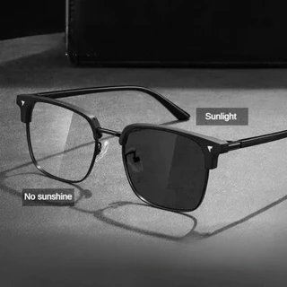 Óculos Fotocrômicos Anti-Radiação De Luz Azul Moldura Metálica Quadrada Computador Para Mulheres Homens Lentes Substituíveis