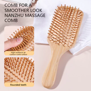 1Pc Madeira Natural Massagem Almofada De Ar Pente De Cabelo Com Cerdas De Borracha Para Normal