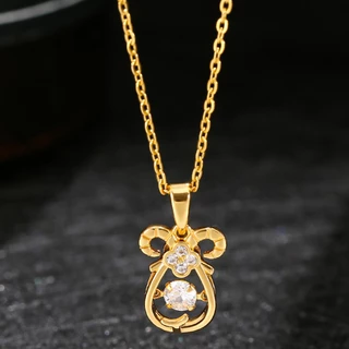 [cOd] 12 Colar de ouro do zodíaco ovelha, colar Benming Year, pingente de colar, colar de aço inoxidável 18k, melhora a
