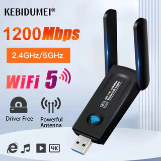 Adaptador Wi-Fi USB 3.0 , Placa De Rede Sem Fio De 1200Mbps Com CD Bluetooth 5.0 Dual Band2.4G/5GHz Receptor Para PC Des