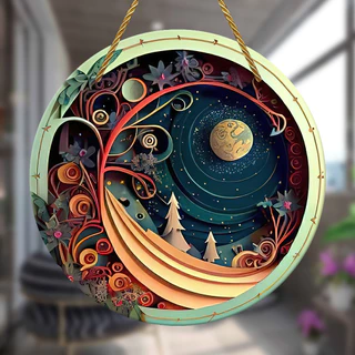 1pc , 2D Bright Scenery Acrylic , Patterns Decoração De Casa Para Janela Ou Parede , 15 * 15cm Presente , Pendurar Porta , Presentes Amigos De Férias