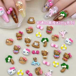 Praia de Verão Couro Preto HelloKitty Coco HelloKitty Coco KT Gato Golfinho Bonitinho Manicure Acessórios de Manicure
