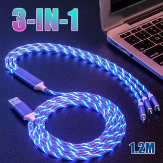 RGB Band LED light 3 Em 1 Cabo De Carregamento Rápido Tipo-C Micro USB Carga Rápida Colorido