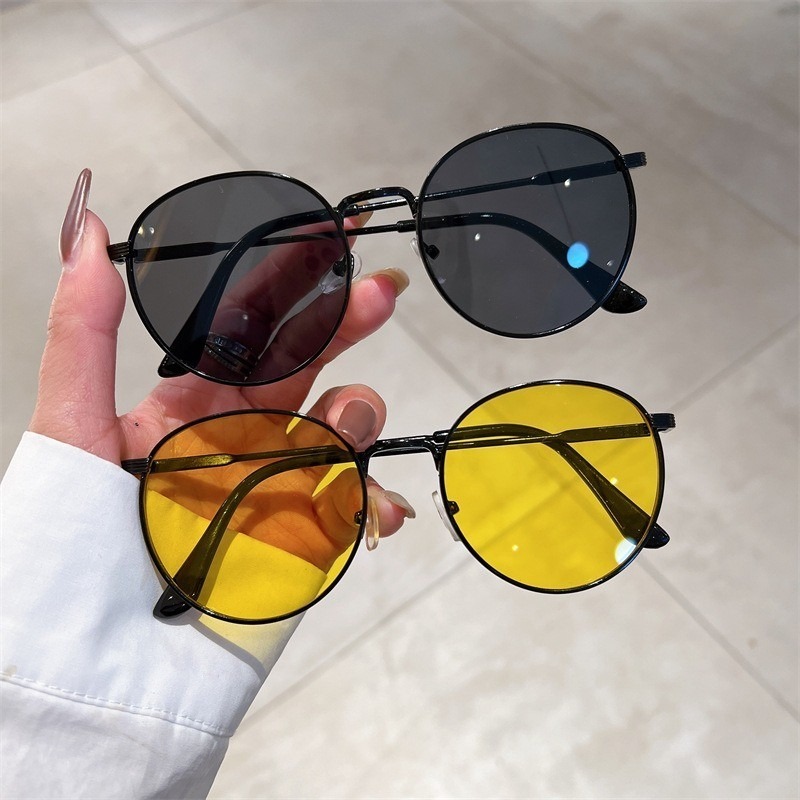 Óculos Coreanos Retro Pequenos De Sol Com Moldura Metálica Vintage Oval ...