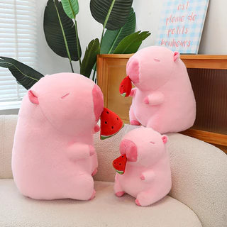 Bonito Rosa Melancia Capivara Pelúcia Brinquedo Boneca Simulação Animal Capibara Fofo Macio