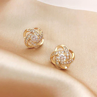 Brincos femininos 1 par simples elegante incrustado zircão luz luxo flor liga brincos