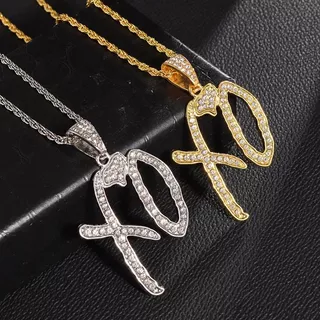 Requintado Brilhante Criativo Lindo Zircon Carta Xo Pingente Colar Homens Fashion Rock Party Jóias Presente de Férias