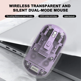 OPNE Mouse Sem Fio Bluetooth Transparente , Usb De Modo Duplo , Mudo De Recarregável Para Computador , Com Receptor E Adaptador Tipo C , Adequado A Maioria Dos Computadores