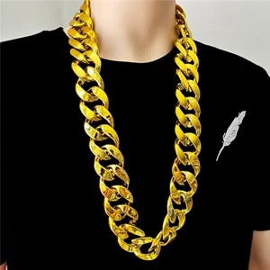 Colar De Corrente Banhado A Ouro Grosso Masculino Hip Hop Streetwear Moda Acessório De Festa