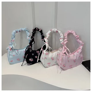 Bolsa Floral Exclusiva Com Cordão Enrugado , Elegante , Versátil , De Ombro Nas Axilas Para Mulheres em Oferta na Shopee