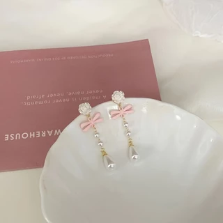 Brincos de arco rosa flor branca adequados para mulheres brincos de Design sofisticado doce sóbrio