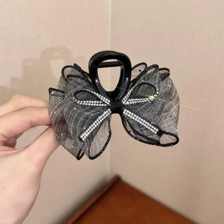 1 pçs strass arco grampo de cabelo malha bolha nuvem clipe High-End sentir volta cabeça tubarão clipe feminino
