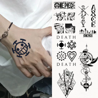 One Piece Piece 2D Comic Style, Dedo do Braço Costas, Tatuagem Temporária à prova d'água de uma semana a duas semanas, Tatuagem Temporária, Tatuagem Semi-Permanente, Simulação de Tatuagens Não-Reflexivas Homens Mulheres Tatuagens Falsas