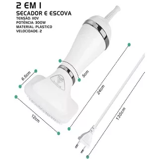 Secador De Cabelo Para Animais De Estimação 2 Em 1 , Cães E Gatos , Cuidar , Baixo Ruído , Com Escova Cortadora