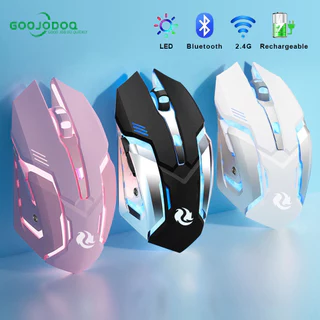 Rato GOOJODOQ Sem Fio 2400DPI Backlight 5 Botões Ergonômico para Computador Portátil PC
