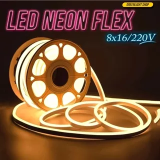 Tira De Néon LED 8x16mm Amarelo Quente 5m 10m Fonte De Alimentação Pré-Conectada Para Decoração De Teto