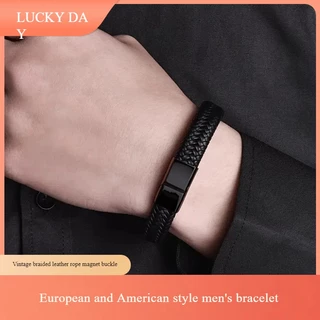 Oferta Especial Pulseira de corda de couro tecido retrô estilo europeu e americano, design de fivela fashion, permite que você brilhe com personalidade