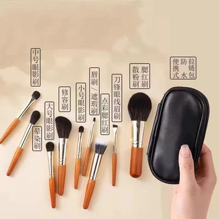 Mini 9 Escova Portátil de Maquiagem Eyeshadow Eye Makeup Escova em Pó Super Macia Super Macia para Estudantes Escova de Beleza Full Set