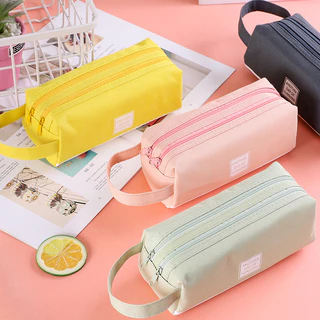 Bolsa De Papelaria Portátil , Estojo Com Zíper Para Estudantes De Grande Capacidade Em Tecido Oxford De Camada Dupla