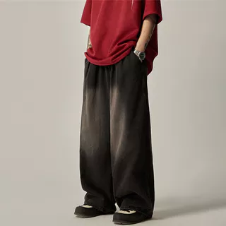 Calças de Ganga Japonesas Retrô Lavadas e Angustiadas para Homens Ins High Street Wear