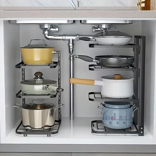 Cozinha De 1 Pedaço De Pote Rack De Aço Inoxidável Sob Lavatório Multi-Camadas Armário Doméstico