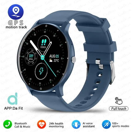 Smartwatch 1.28 polegada tela de toque completa modo esportivo freqüência cardíaca movimento pista relógio android ios e