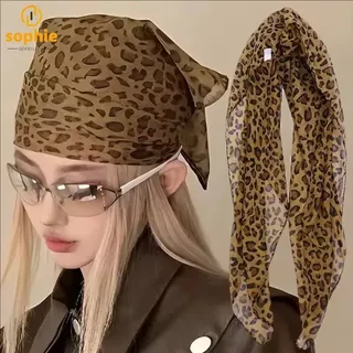 Lenço Quadrado Feminino Com Estampa De Leopardo Vintage-Fashion Xale-Elagant