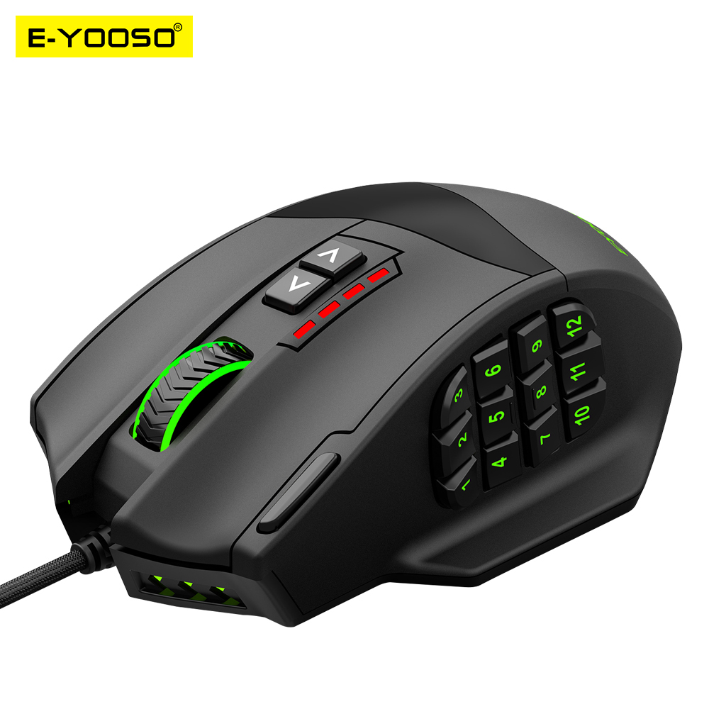 E-YOOSO X-39 USB Wired RGB Gaming Mouse 16400 DPI PAW3327 19 Botões Programáveis De Jogo Ratos Ópticos Para Computador PC Portátil