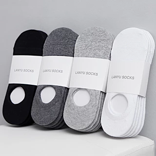 10 Pares Meias Meias Meias Masculinas Meias Masculinas Meias de Algodão Meias de Barco Quatro Estações Meias Invisíveis de Boca Baixa Meias Esportivas de Tubo Curto Meias Masculinas de Algodão Fino